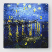 Van Gogh, Starry Night over Rhone, Quadratische Wanduhr (Vorderseite)