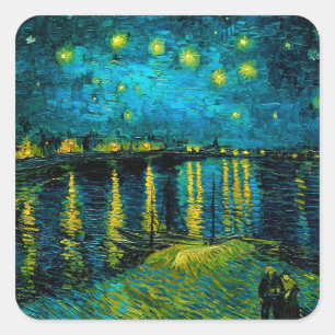 Van Gogh Starry Night Over Rhône Quadratischer Aufkleber