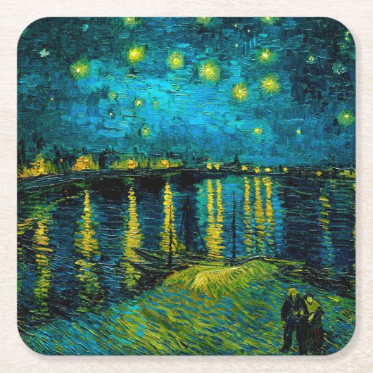 Van Gogh Starry Night Over Rhône Rechteckiger Pappuntersetzer (Vorderseite)