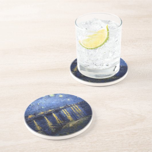 Van Gogh Starry Night Over Rhone Sandstein Untersetzer (Seite)