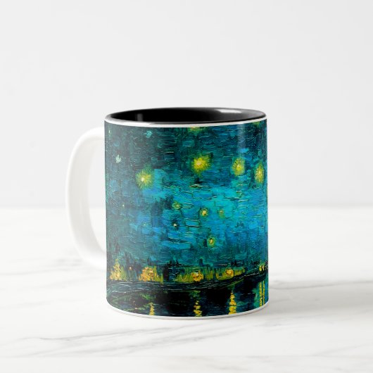 Van Gogh Starry Night Over Rhône Zweifarbige Tasse (Vorderseite Links)
