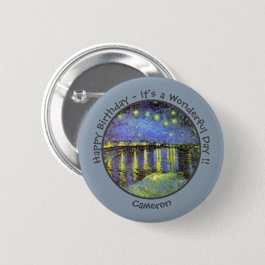 van Gogh Starry Night Over the Rhone Party Items Button (Vorne & Hinten)