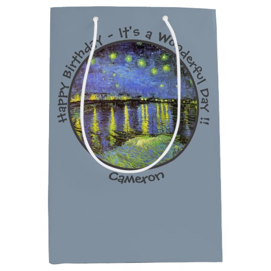 van Gogh Starry Night Over the Rhone Party Items Mittlere Geschenktüte (Vorderseite)