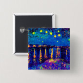 Van Gogh - Starry Night Over the Rhone Pop Art Button (Vorne & Hinten)