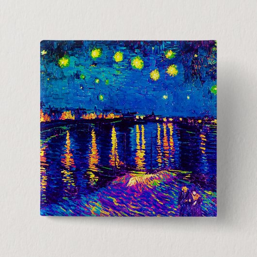 Van Gogh - Starry Night Over the Rhone Pop Art Button (Vorderseite)