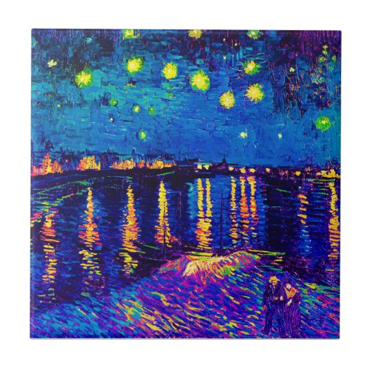 Van Gogh - Starry Night Over the Rhone Pop Art Fliese (Vorderseite)