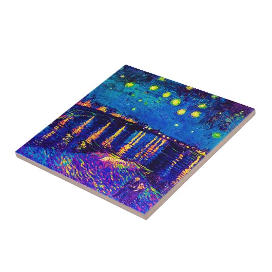 Van Gogh - Starry Night Over the Rhone Pop Art Fliese (Seite)