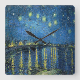 van Gogh Starry Night Over the Rhone Quadratische Wanduhr