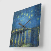 van Gogh Starry Night Over the Rhone Quadratische Wanduhr (Winkel)