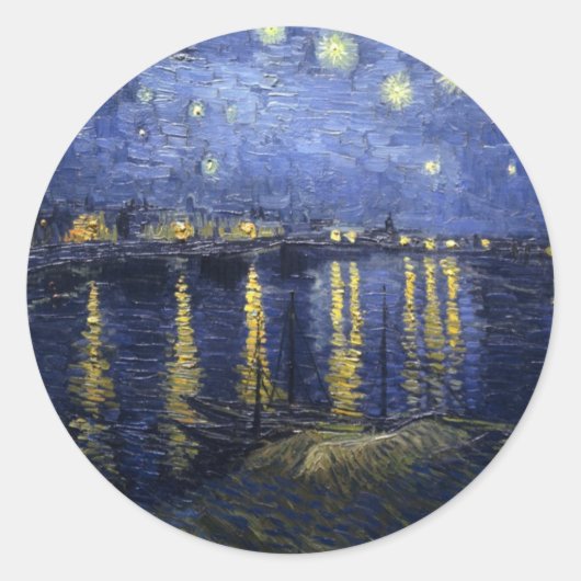 van Gogh Starry Night Over the Rhone Runder Aufkleber (Vorderseite)