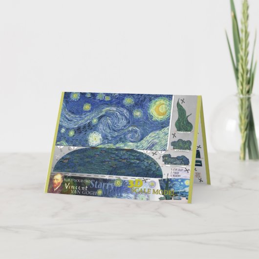 Van Gogh Starry Night Paper Craft 3D-Karte Karte (Vorderseite)