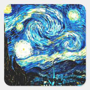 Van Gogh - Starry Night Quadratischer Aufkleber