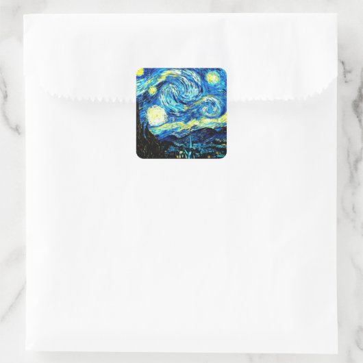 Van Gogh - Starry Night Quadratischer Aufkleber (Tasche)