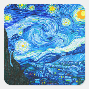 Van Gogh Starry Night Quadratischer Aufkleber