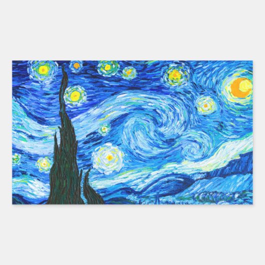Van Gogh Starry Night Rechteckiger Aufkleber (Vorderseite)