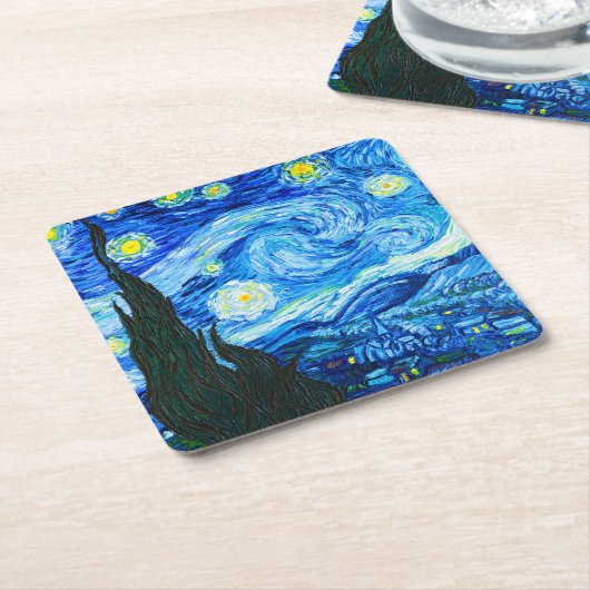 Van Gogh Starry Night Rechteckiger Pappuntersetzer (angewinkelt)