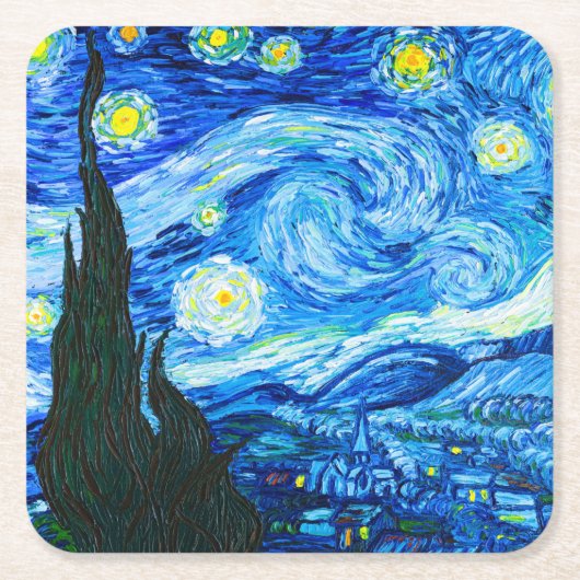 Van Gogh Starry Night Rechteckiger Pappuntersetzer (Vorderseite)