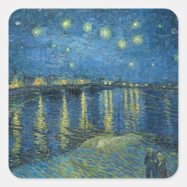 Van Gogh Starry Night Rhone Painting Quadratischer Aufkleber