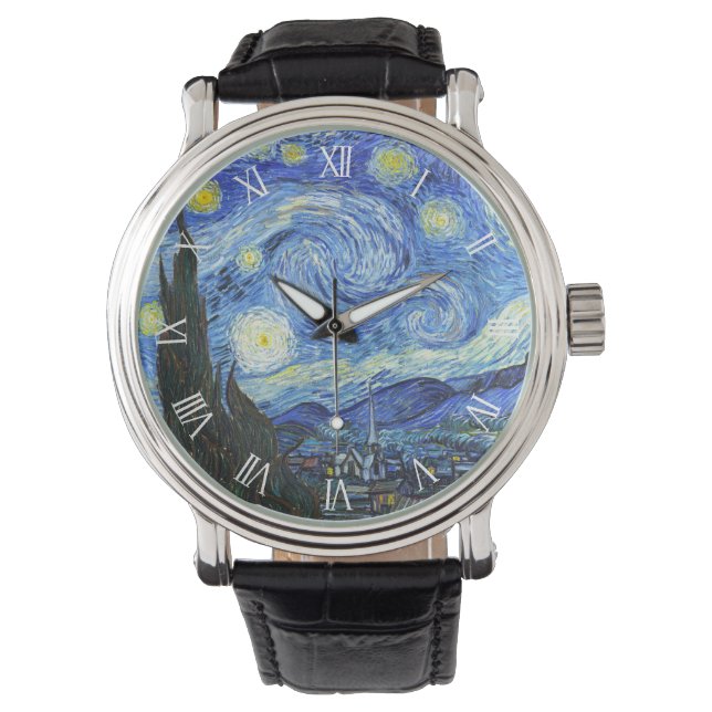 VAN GOGH Starry Night Roman Numerals Armbanduhr (Vorderseite)