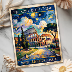 Van Gogh Starry Night Rome Italien Kolosseum Trave Postkarte