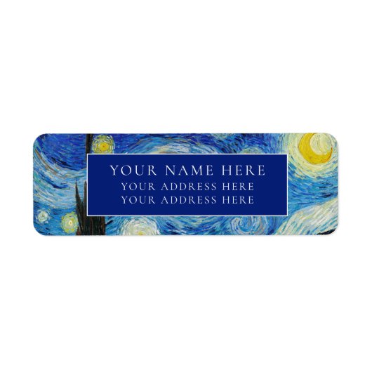 VAN GOGH "STARRY NIGHT" RÜCKKEHR-ADRESSE-ETIKETT (Vorne)