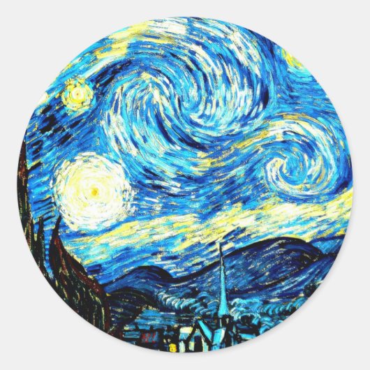 Van Gogh, Starry Night Runder Aufkleber (Vorderseite)