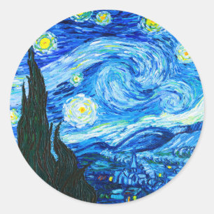 Van Gogh Starry Night Runder Aufkleber