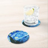 Van Gogh Starry Night Runder Pappuntersetzer (Vor Ort)