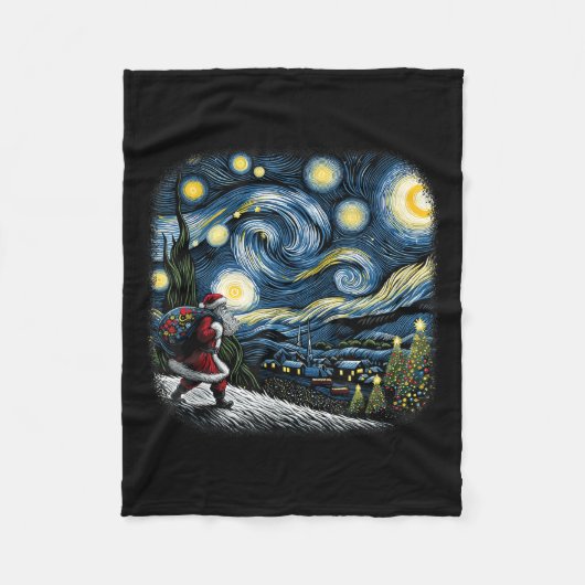 Van Gogh Starry Night Santa Christmas Winter Snowy Fleecedecke (Vorderseite)