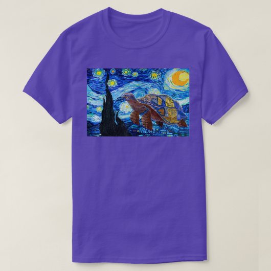 Van Gogh Starry Night Sea Turtle Art Malerei T-Sh T-Shirt (Design vorne)
