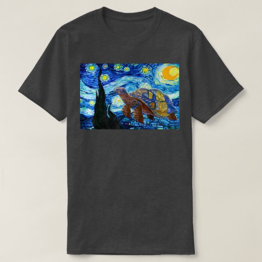 Van Gogh Starry Night Sea Turtle Art Malerei T-Shirt (Design vorne)