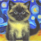 Van Gogh Starry Night Siamese Cat Aufkleber (Vorderseite)