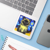 Van Gogh Starry Night Siamese Cat Aufkleber (Laptop mit iPhone)