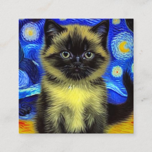Van Gogh Starry Night Siamese Cat Begleitkarte (Vorderseite)