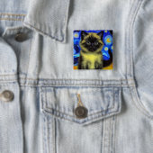 Van Gogh Starry Night Siamese Cat Button (Beispiel)