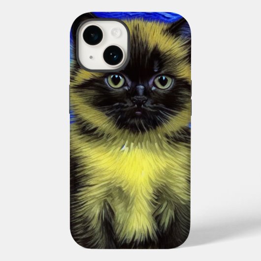 Van Gogh Starry Night Siamese Cat Case-Mate iPhone Hülle (Rückseite)
