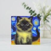 Van Gogh Starry Night Siamese Cat Einladung (Stehend Vorderseite)