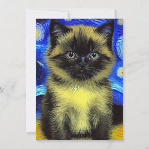 Van Gogh Starry Night Siamese Cat Einladung