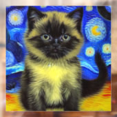 Van Gogh Starry Night Siamese Cat Fensteraufkleber (Blatt 2)