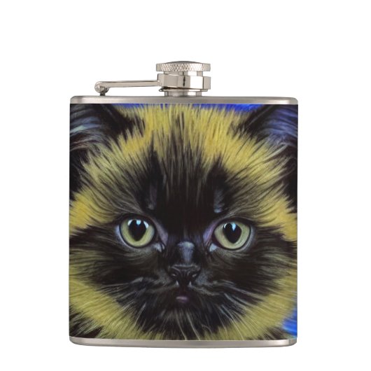 Van Gogh Starry Night Siamese Cat Flachmann (Vorderseite)