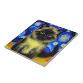Van Gogh Starry Night Siamese Cat Fliese (Seite)