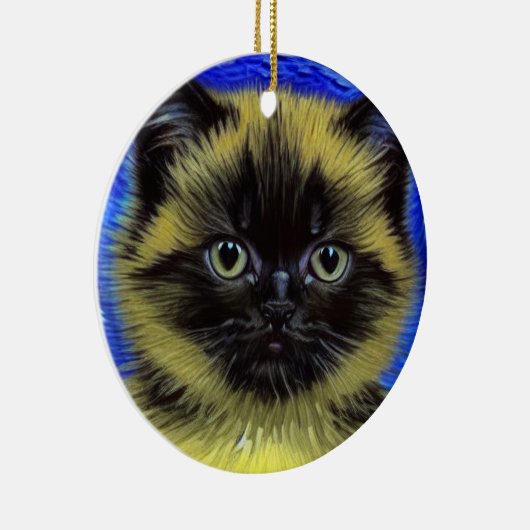 Van Gogh Starry Night Siamese Cat Keramik Ornament (Rechts)