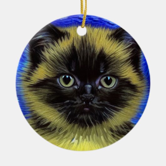 Van Gogh Starry Night Siamese Cat Keramik Ornament (Vorne)