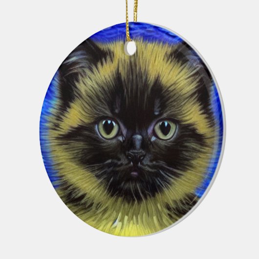Van Gogh Starry Night Siamese Cat Keramik Ornament (Links)