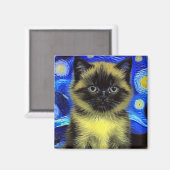 Van Gogh Starry Night Siamese Cat Magnet (Vorderseite/Rückseite)