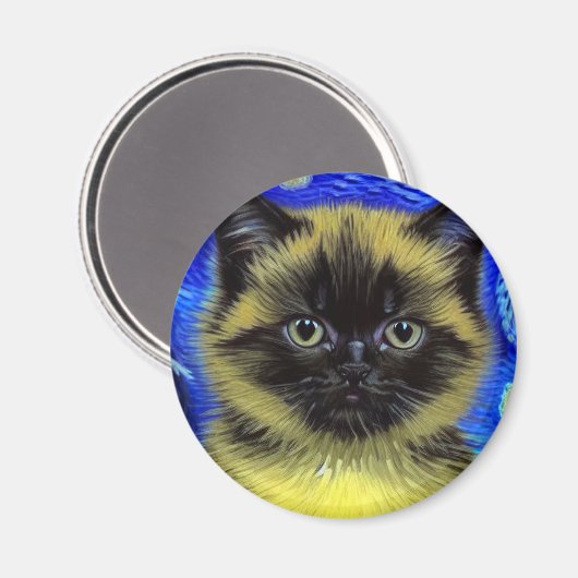 Van Gogh Starry Night Siamese Cat Magnet (Vorderseite/Rückseite)