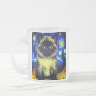 Van Gogh Starry Night Siamese Cat Mattglastasse