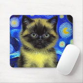 Van Gogh Starry Night Siamese Cat Mousepad (Mit Mouse)