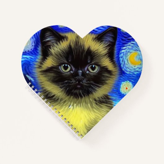 Van Gogh Starry Night Siamese Cat Notizblock (Vorderseite)