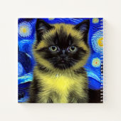 Van Gogh Starry Night Siamese Cat Notizblock (Rückseite)